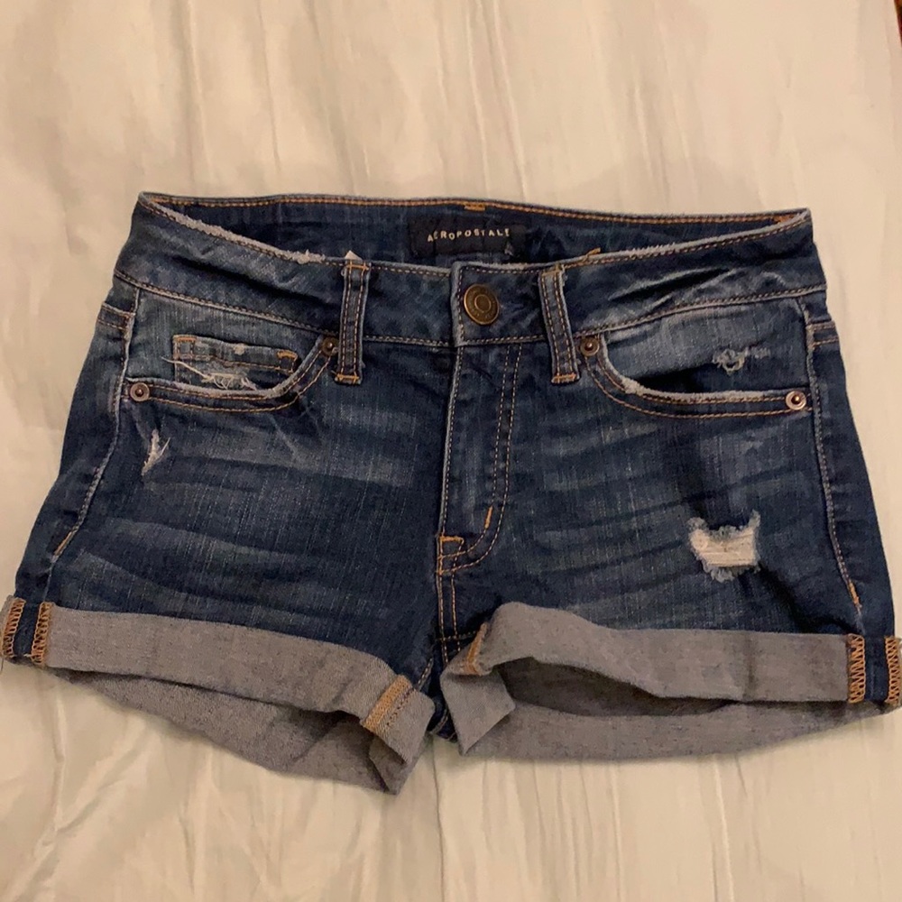 dark blue jean shorts